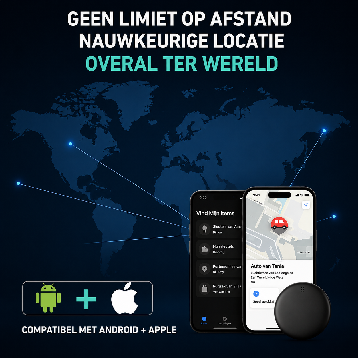 GP90 - Nauwkeurige GPS-tracker zonder abonnement (Android/Apple)