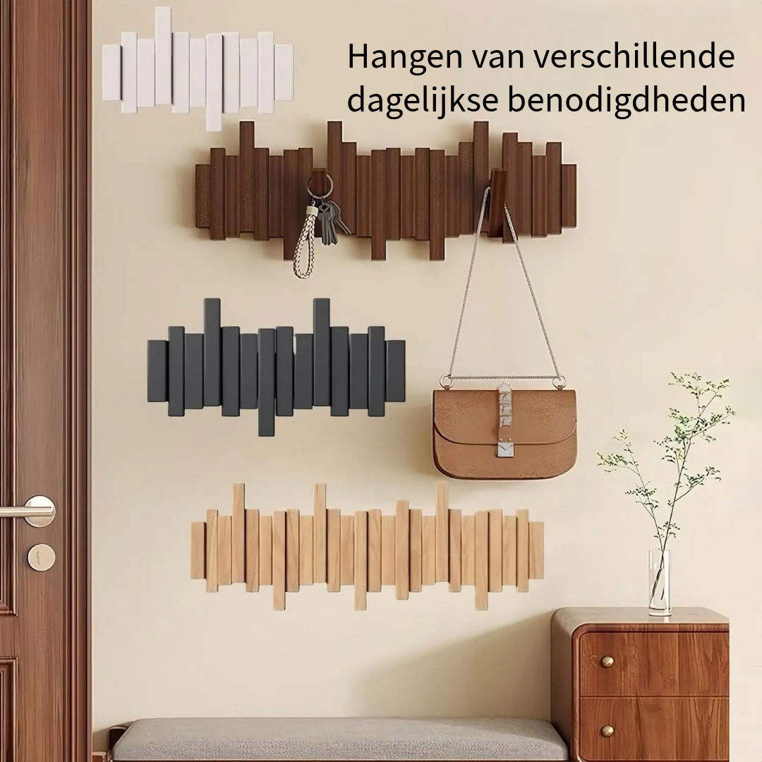 KeyNote – Design wandhaak met inklapbare houten haken