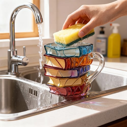 Handgeschilderde Boeken Koffietas