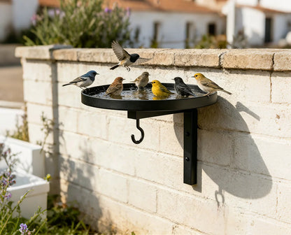 Metalen vogelbad voor aan de muur