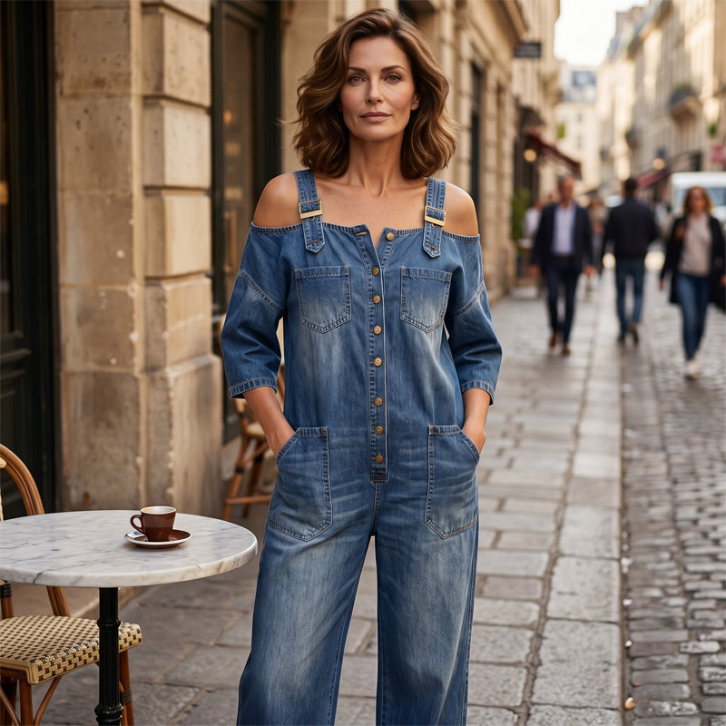 Jumpsuit met wijde pijpen en zakken