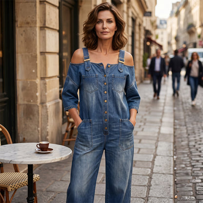 Jumpsuit met wijde pijpen en zakken