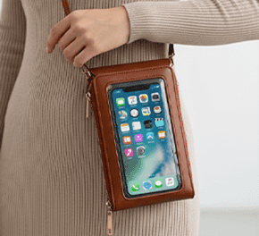 Schoudertas met touchscreen en antidiefstalbeveiliging