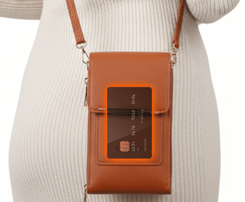 Schoudertas met touchscreen en antidiefstalbeveiliging