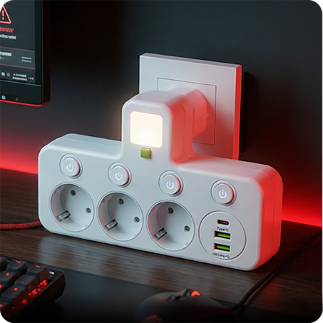 Multipoort EU-Stopcontact Adapter