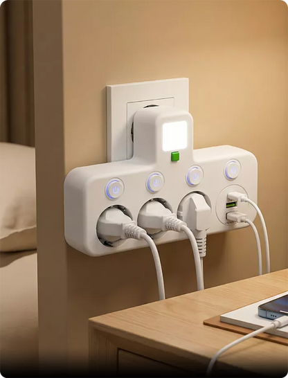 Multipoort EU-Stopcontact Adapter