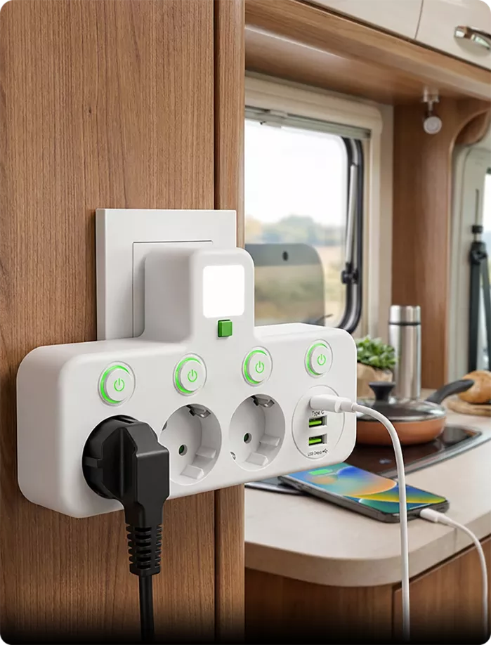 Multipoort EU-Stopcontact Adapter