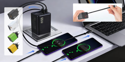 65W 3-in-1 intrekbare snellader