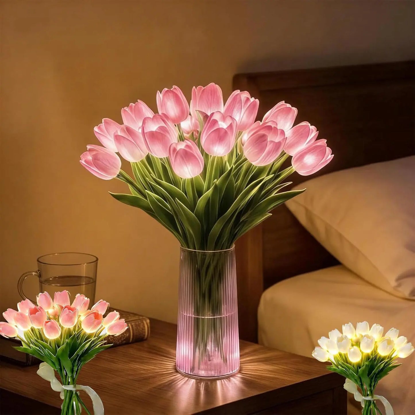 Romantische LED-tulpenlamp – Op batterijen werkende LED-tulpen die bloemdecoratie combineren met zachte sfeerverlichting