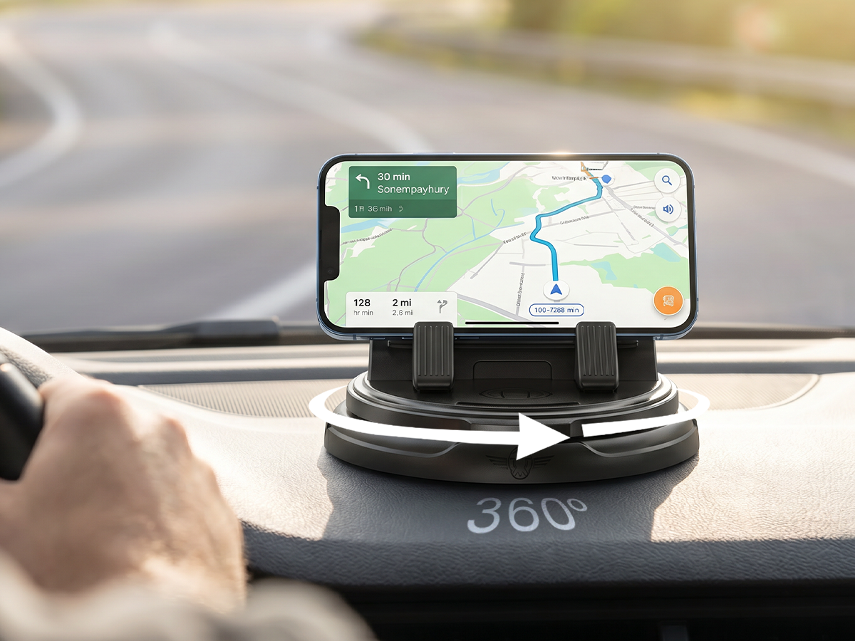 Draaibare dashboard telefoonhouder