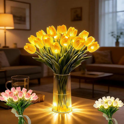 Romantische LED-tulpenlamp – Op batterijen werkende LED-tulpen die bloemdecoratie combineren met zachte sfeerverlichting