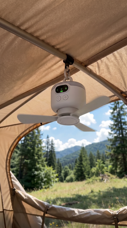 Draagbare campingventilator met ledverlichting en afstandsbediening