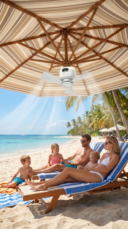 Draagbare campingventilator met ledverlichting en afstandsbediening