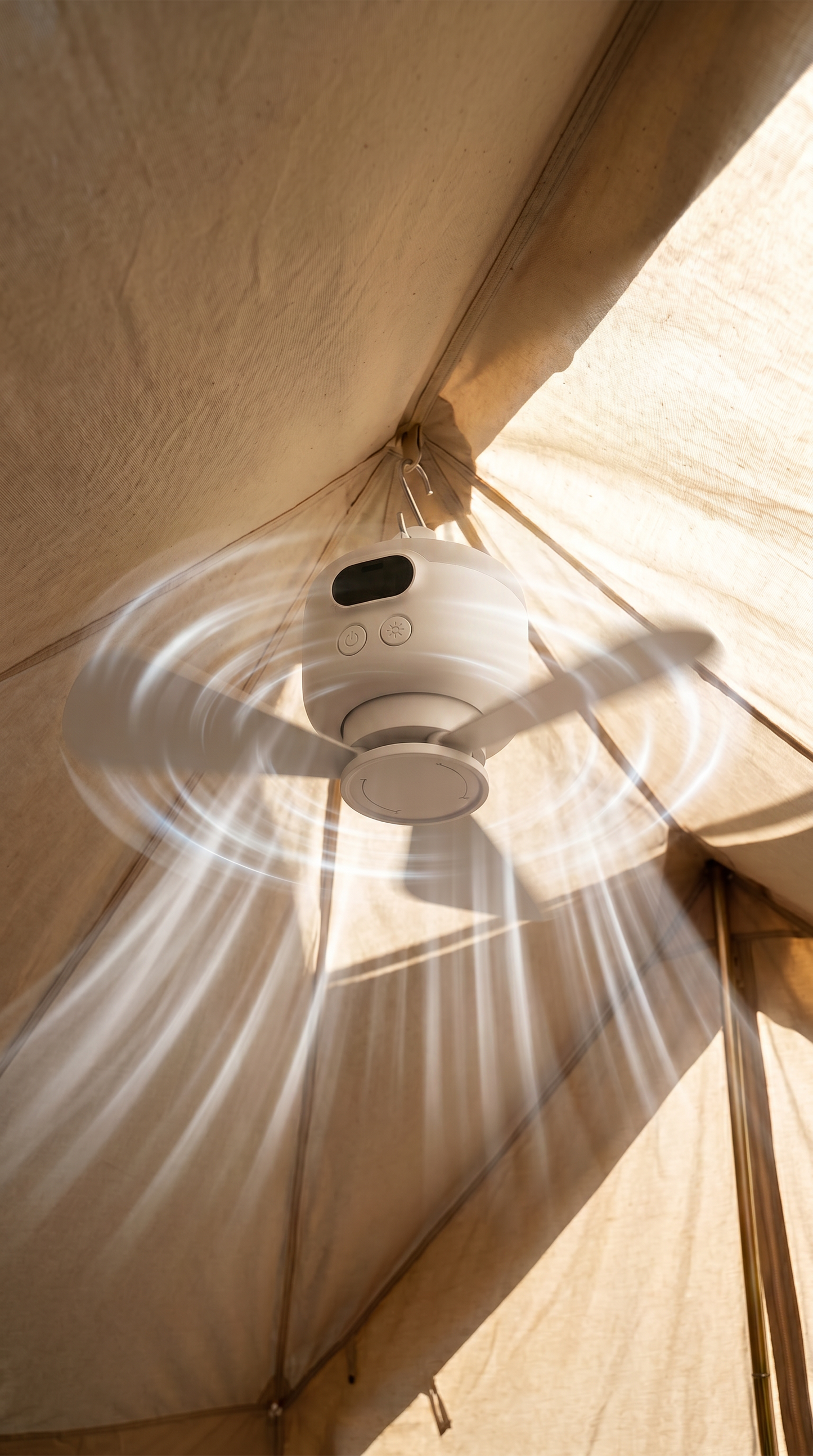 Draagbare campingventilator met ledverlichting en afstandsbediening