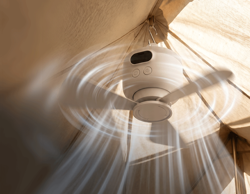 Draagbare campingventilator met ledverlichting en afstandsbediening