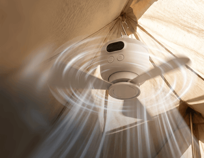 Draagbare campingventilator met ledverlichting en afstandsbediening