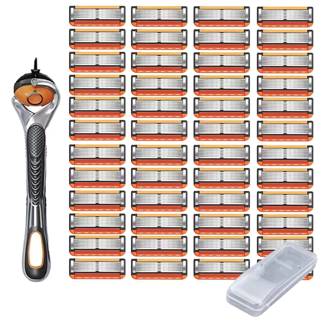 ProShave 6 – Scheermesjes met 6 mesjes in een verpakking van 24/48 stuks. Klassiek veilig scheren met zes mesjes voor precisie, comfort en een lange levensduur