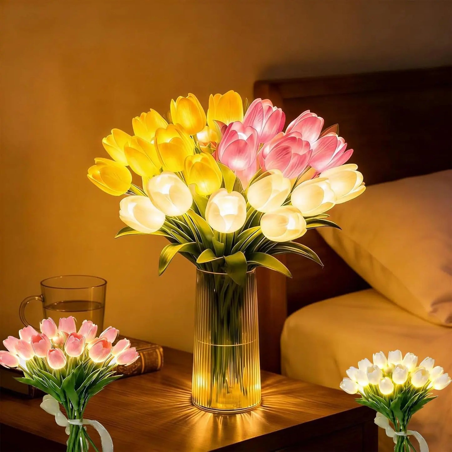 Romantische LED-tulpenlamp – Op batterijen werkende LED-tulpen die bloemdecoratie combineren met zachte sfeerverlichting
