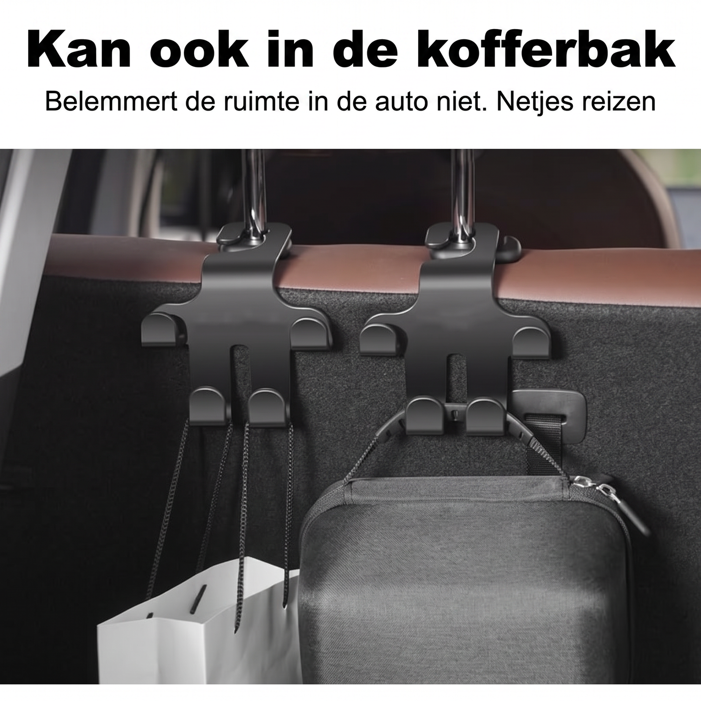 Auto Logo Hoofdsteunhaak (2 Stuks) — Stevige, ruimtebesparende opbergruimte voor tassen, boodschappen en accessoires