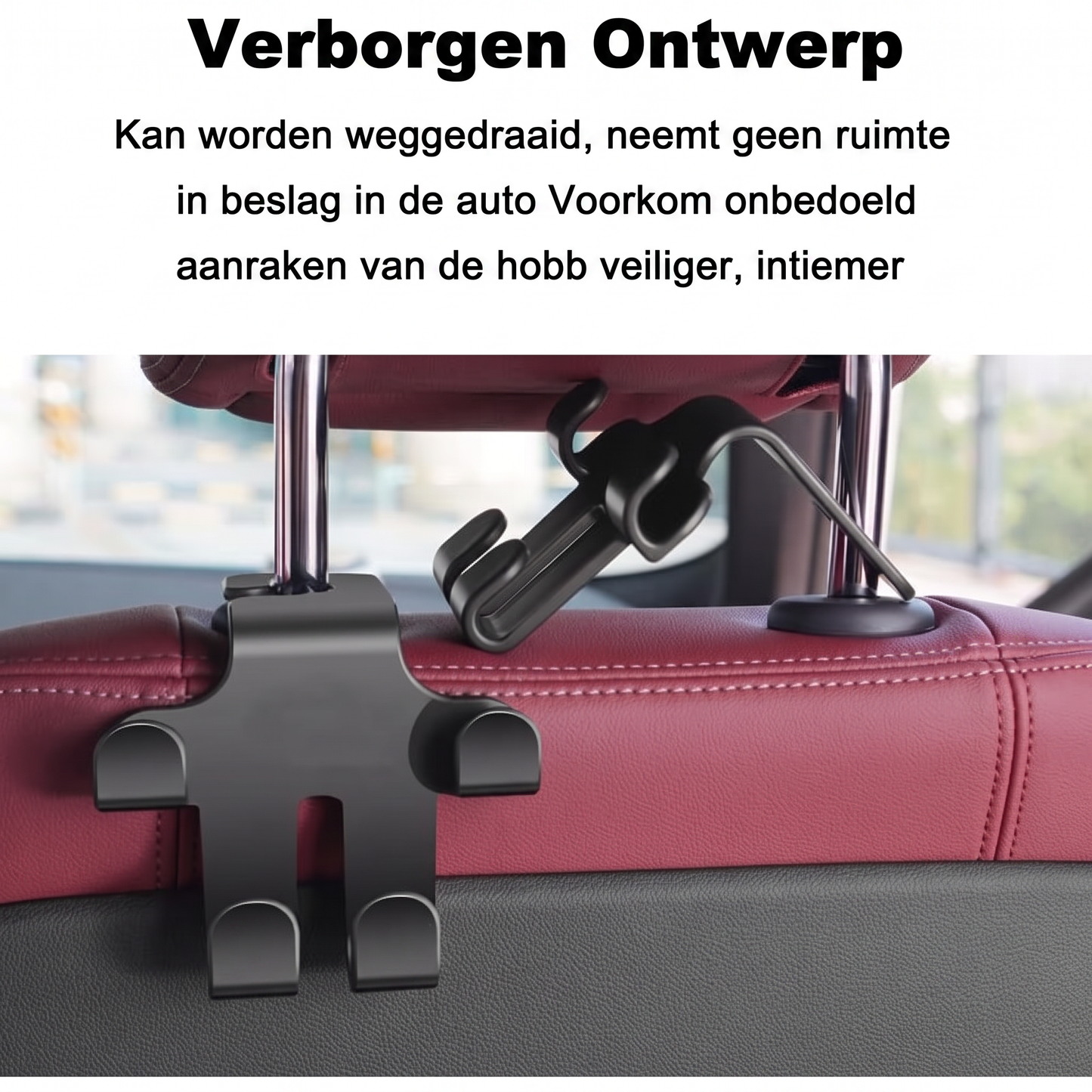 Auto Logo Hoofdsteunhaak (2 Stuks) — Stevige, ruimtebesparende opbergruimte voor tassen, boodschappen en accessoires