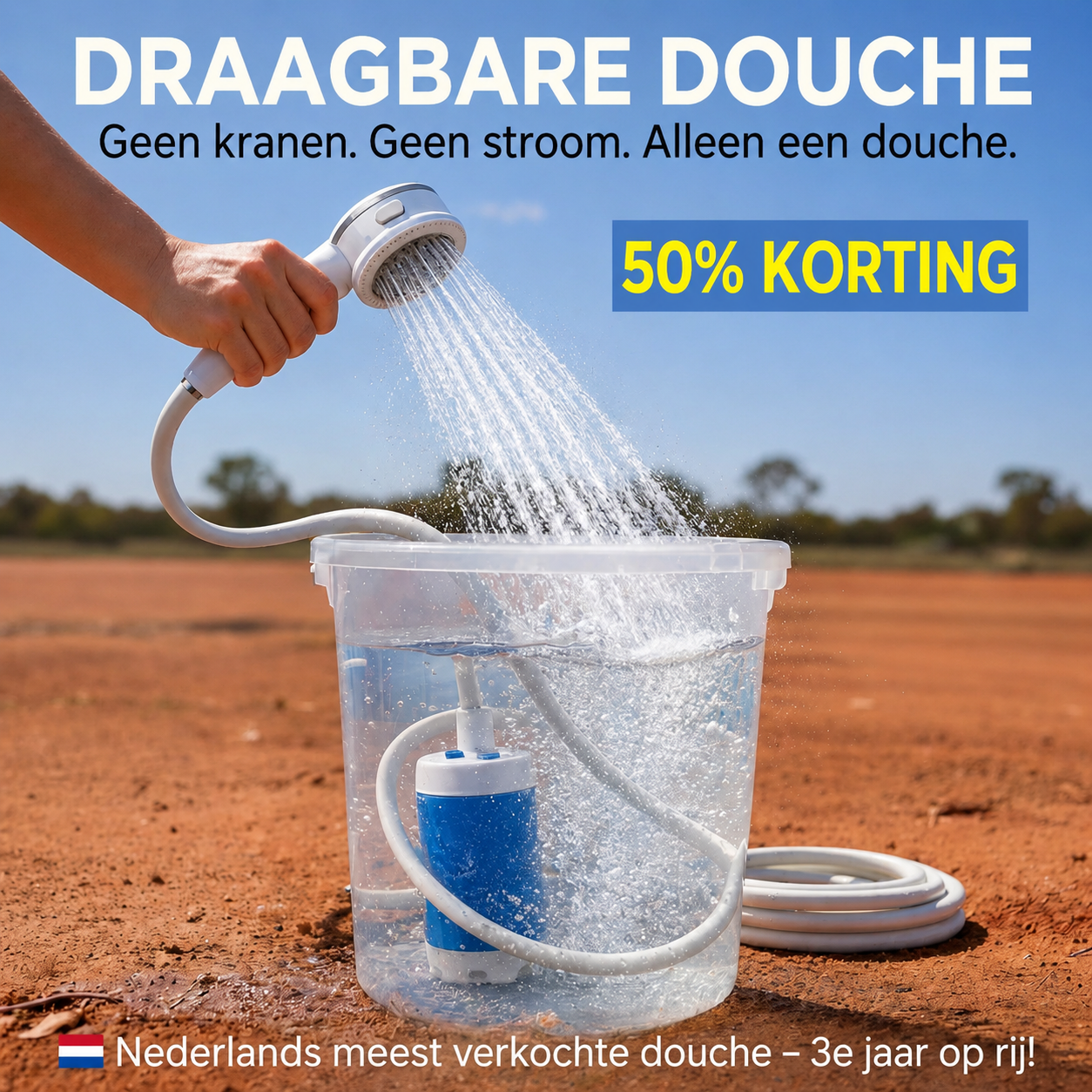 Draagbare waterpomp: set met slang en sproeier