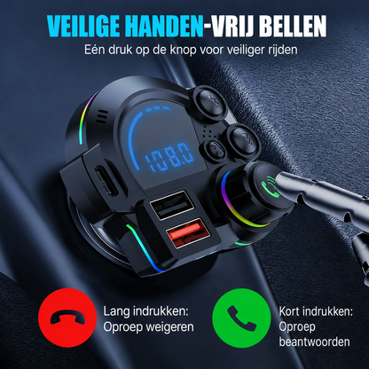 Universele FM Bluetooth-zender - Draadloze muziekstreaming en handsfree bellen