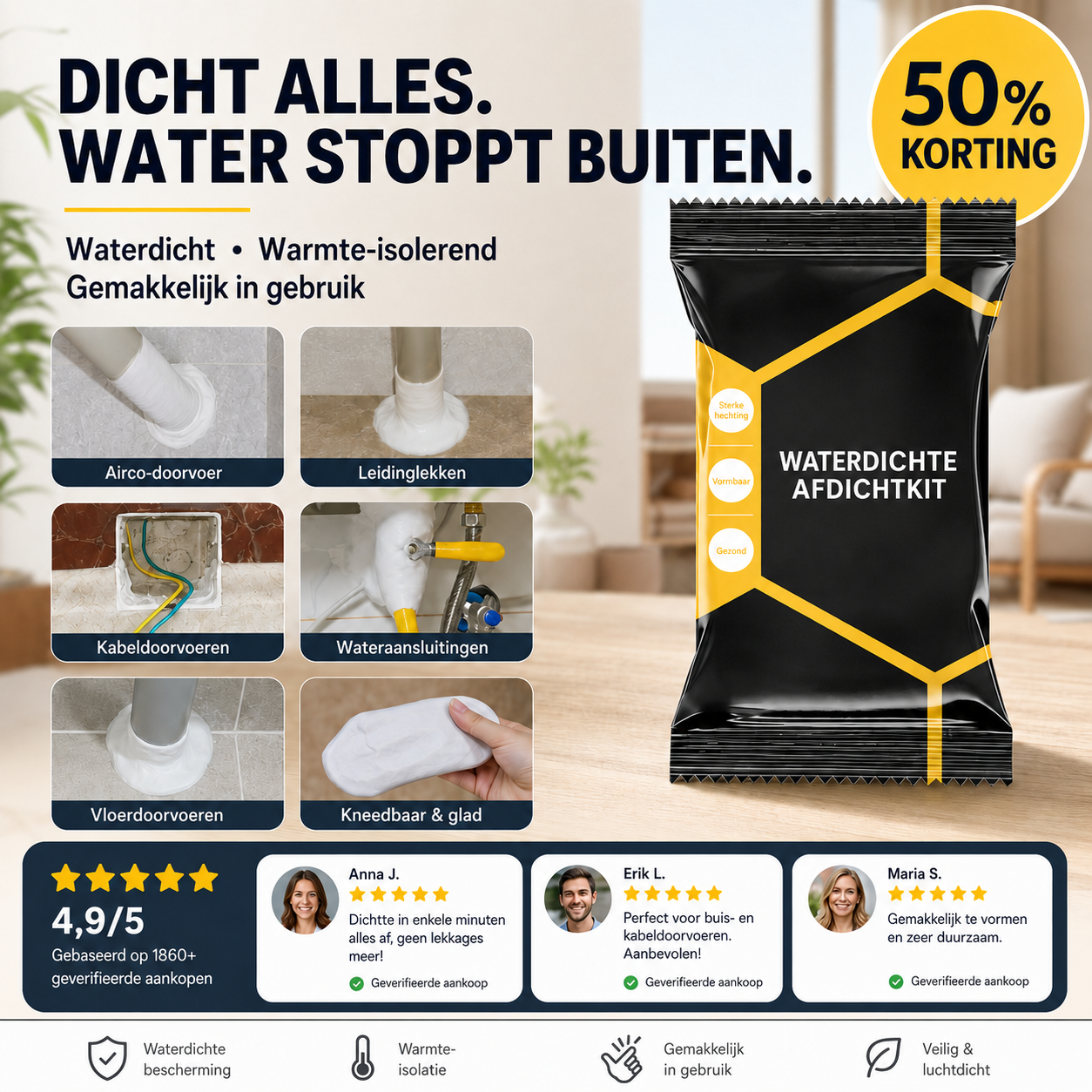 Waterdichte kit – Flexibel, weerbestendig en gemakkelijk aan te brengen