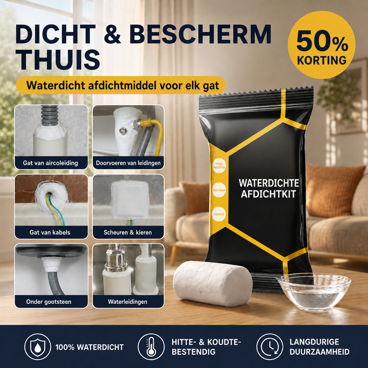 Waterdichte kit – Flexibel, weerbestendig en gemakkelijk aan te brengen