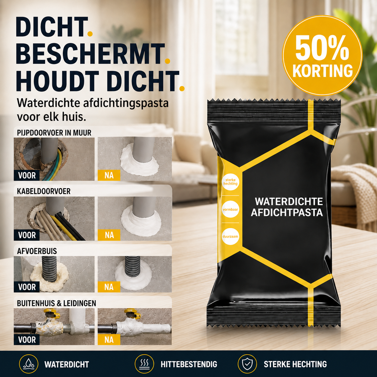 Waterdichte kit – Flexibel, weerbestendig en gemakkelijk aan te brengen