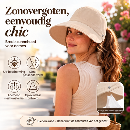 Zonnehoed met opening voor een paardenstaart