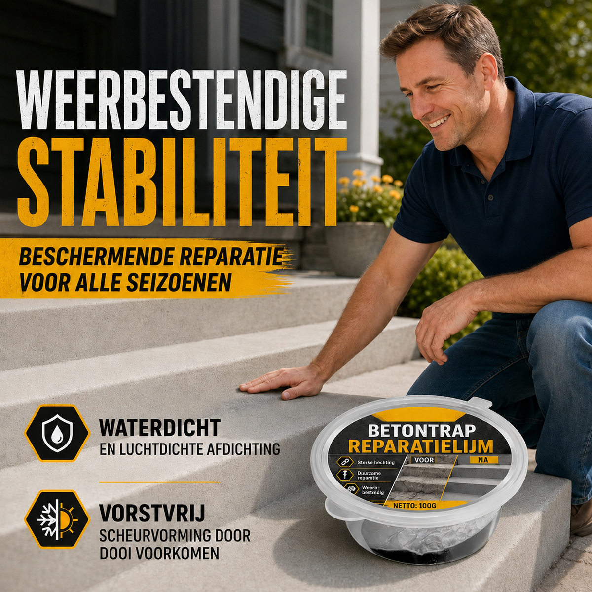 Betonlijm voor trapreparatie - Perfect voor trappen, opritten en terrassen