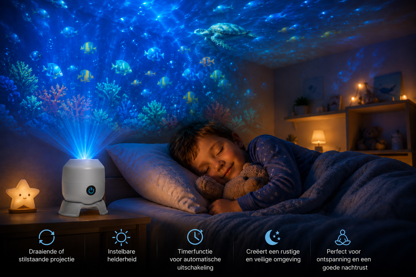 OceanWave Zee Projector met Draaiende LED-lampjes – Creëer Magische Avonden
