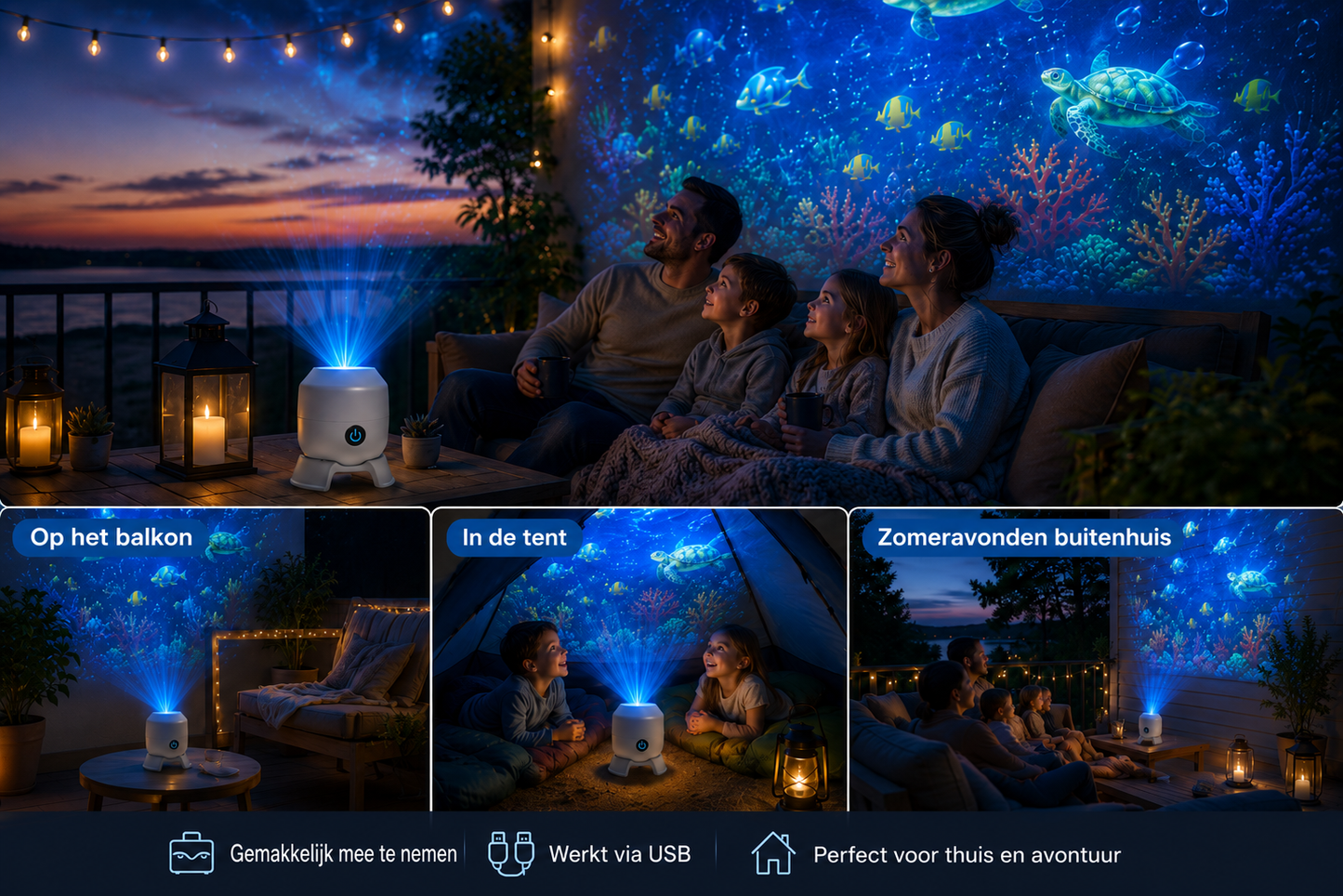 OceanWave Zee Projector met Draaiende LED-lampjes – Creëer Magische Avonden