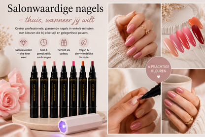 SalonPen – 3-in-1 gelpen voor nagels met UV-lamp (verpakking van 6 stuks)