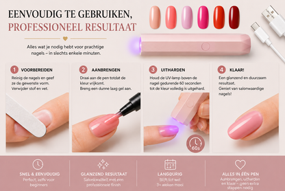 SalonPen – 3-in-1 gelpen voor nagels met UV-lamp (verpakking van 6 stuks)
