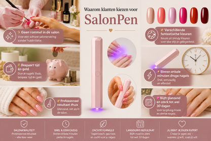 SalonPen – 3-in-1 gelpen voor nagels met UV-lamp (verpakking van 6 stuks)