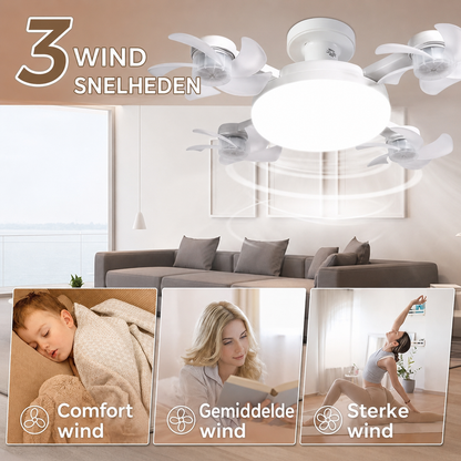 BreezeFlow - Plafondventilator met LED-verlichting en afstandsbediening