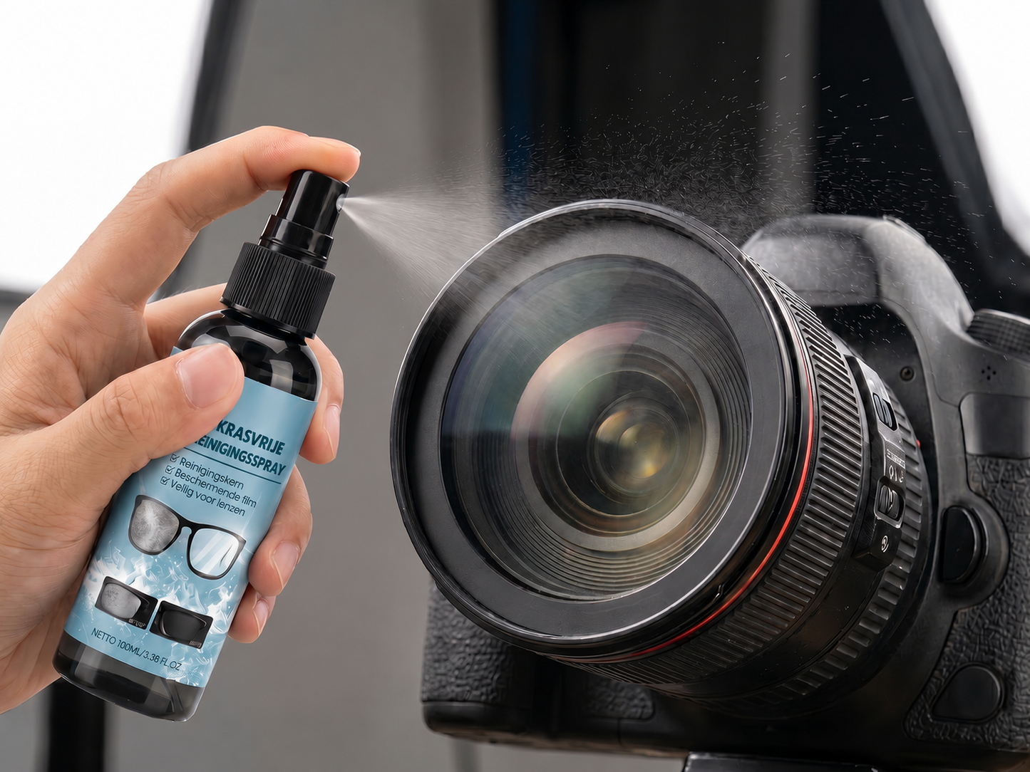 Reparatiespray voor krassen op brillenglazen