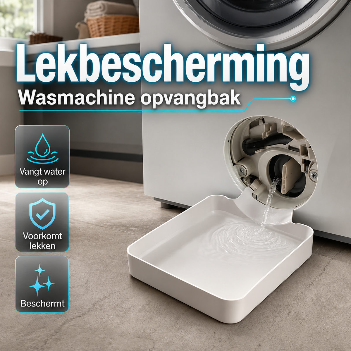 Lekbak voor de wasmachine
