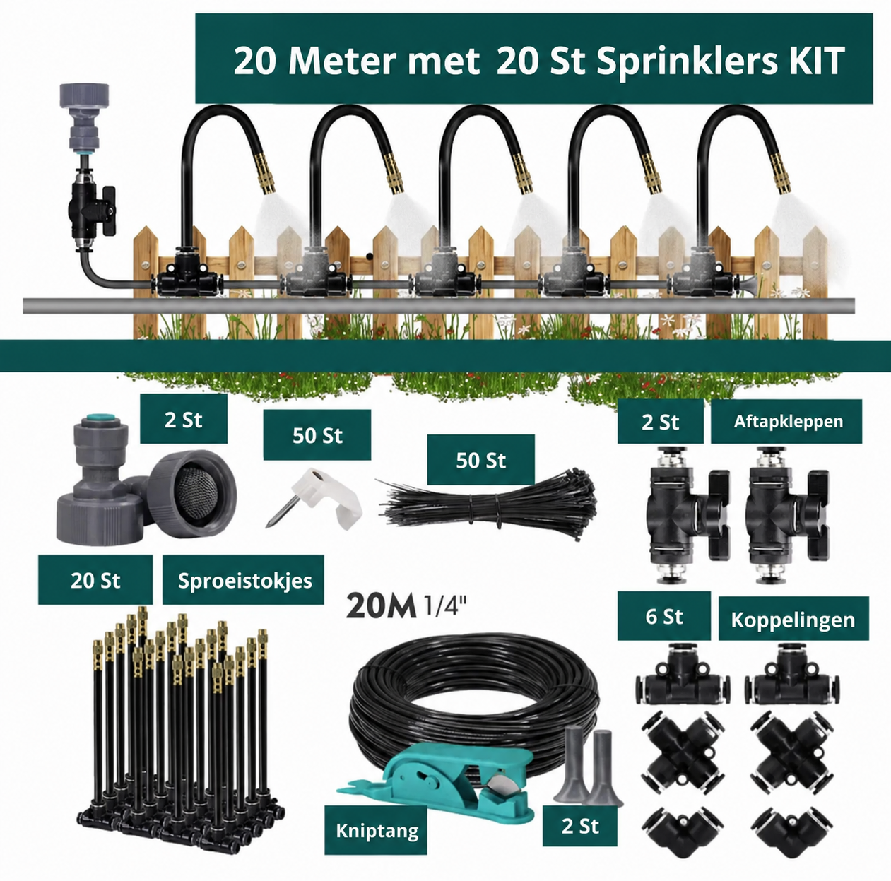Irrigatie-installatie: Set met slang en ventielen