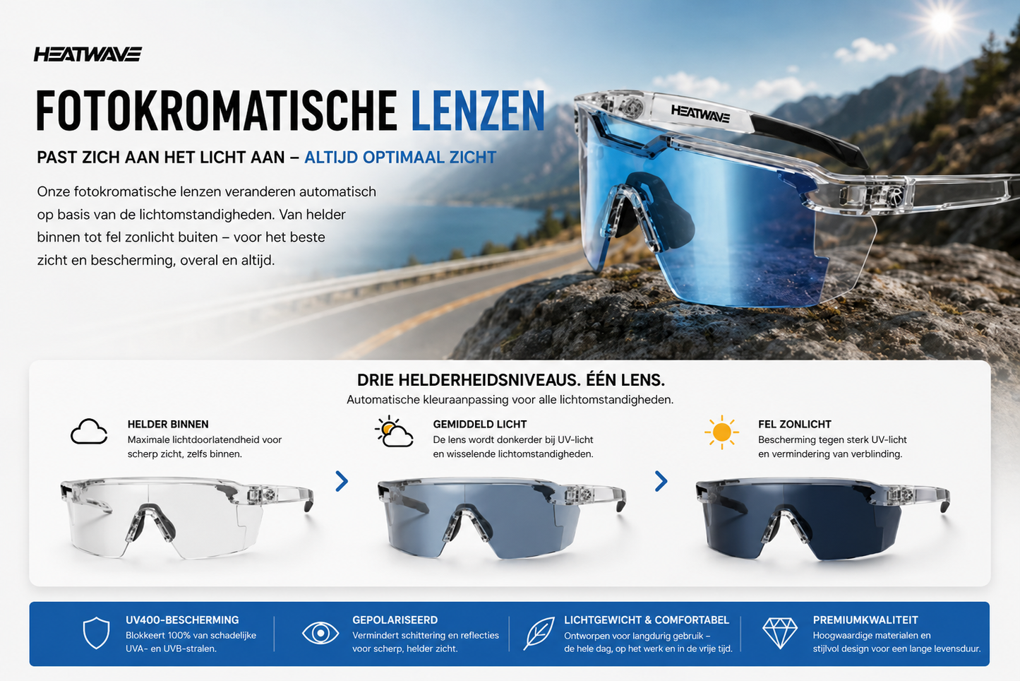 Zonnebril met adaptieve lenzen