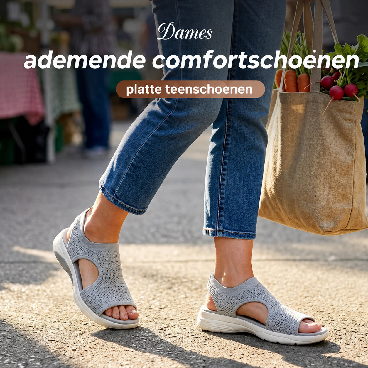 Comfortabele, ademende, platte sandalen
