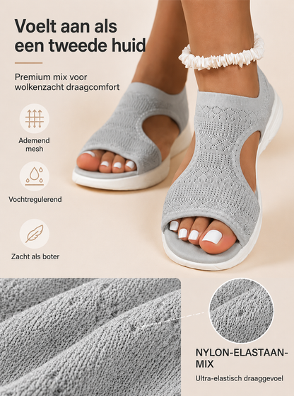 Comfortabele, ademende, platte sandalen