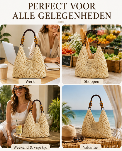 Boho klassiek geweven draagtas