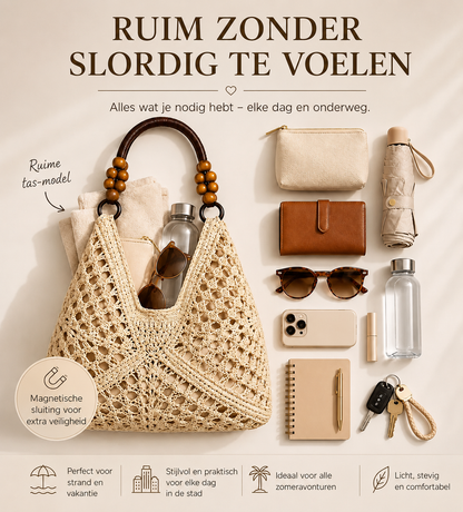 Boho klassiek geweven draagtas