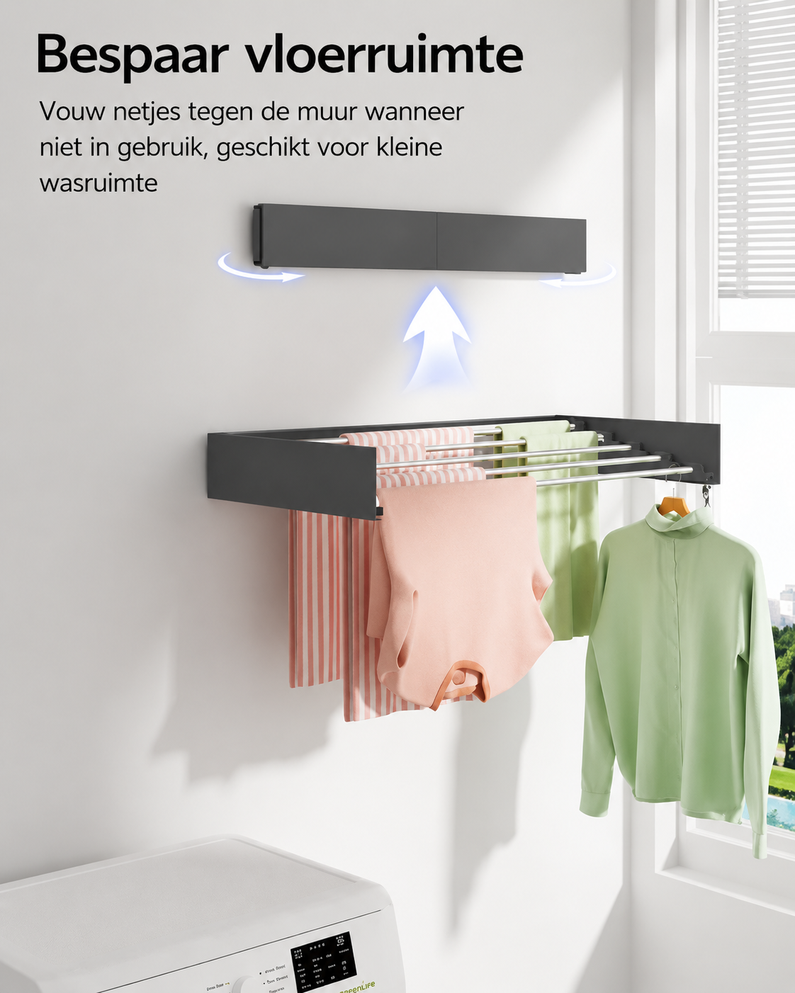 AirFold – Wanddroogrek (opvouwbaar en ruimtebesparend)