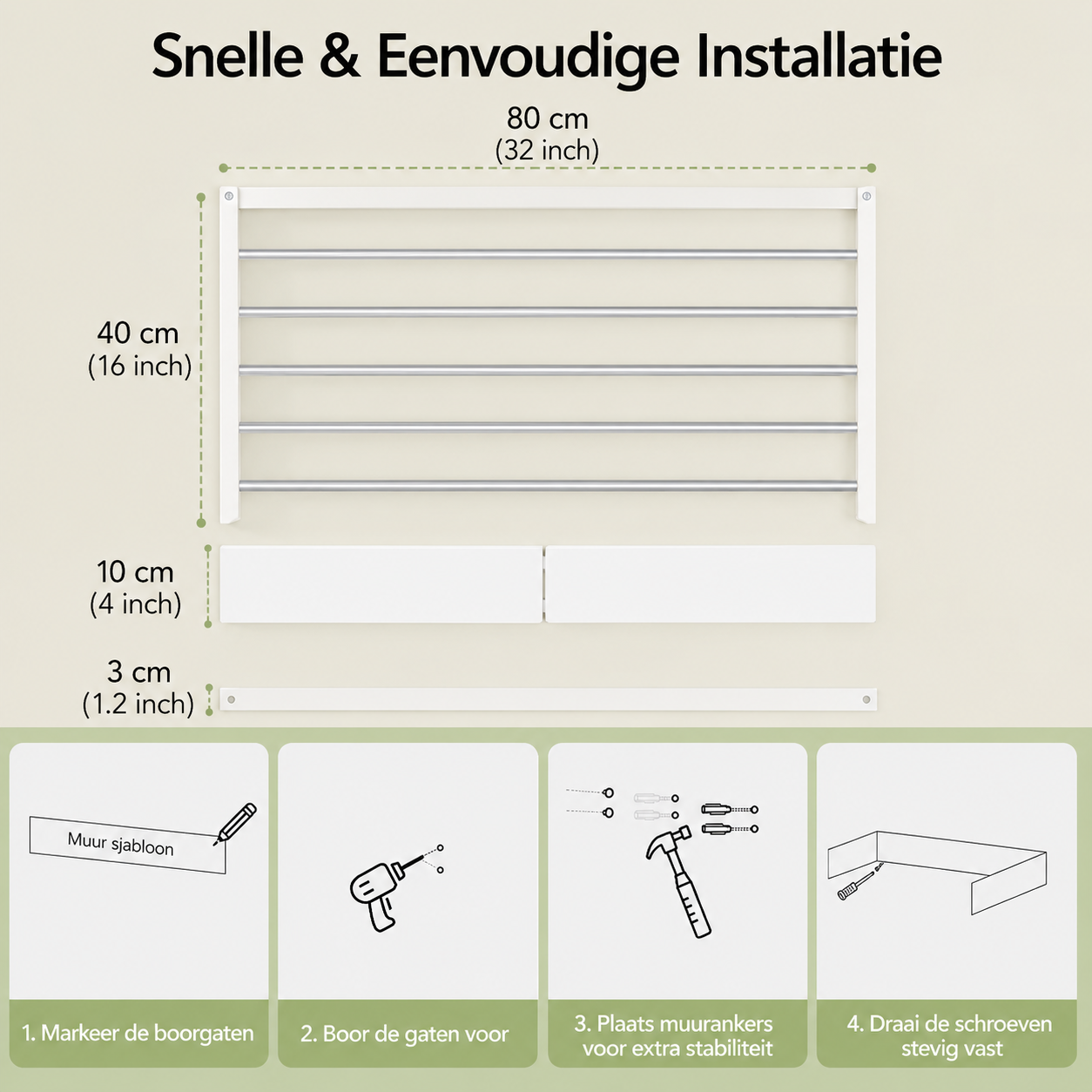 AirFold – Wanddroogrek (opvouwbaar en ruimtebesparend)