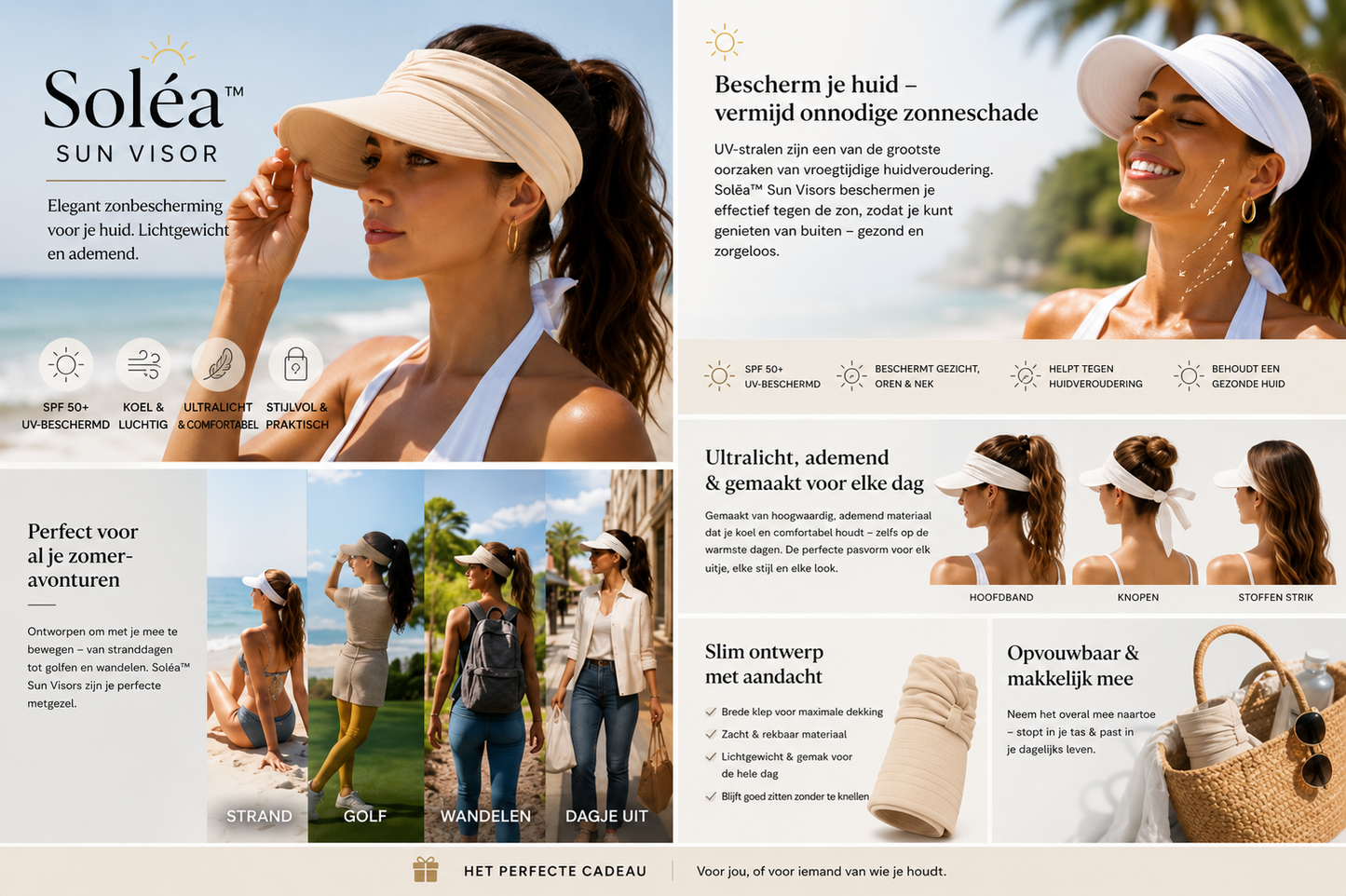 Soléa zonneklep – Elegante zonbescherming voor huid en haar, voor comfortabele zomerdagen