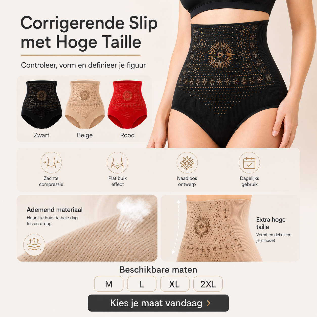 Corrigerende shorts met hoge taille