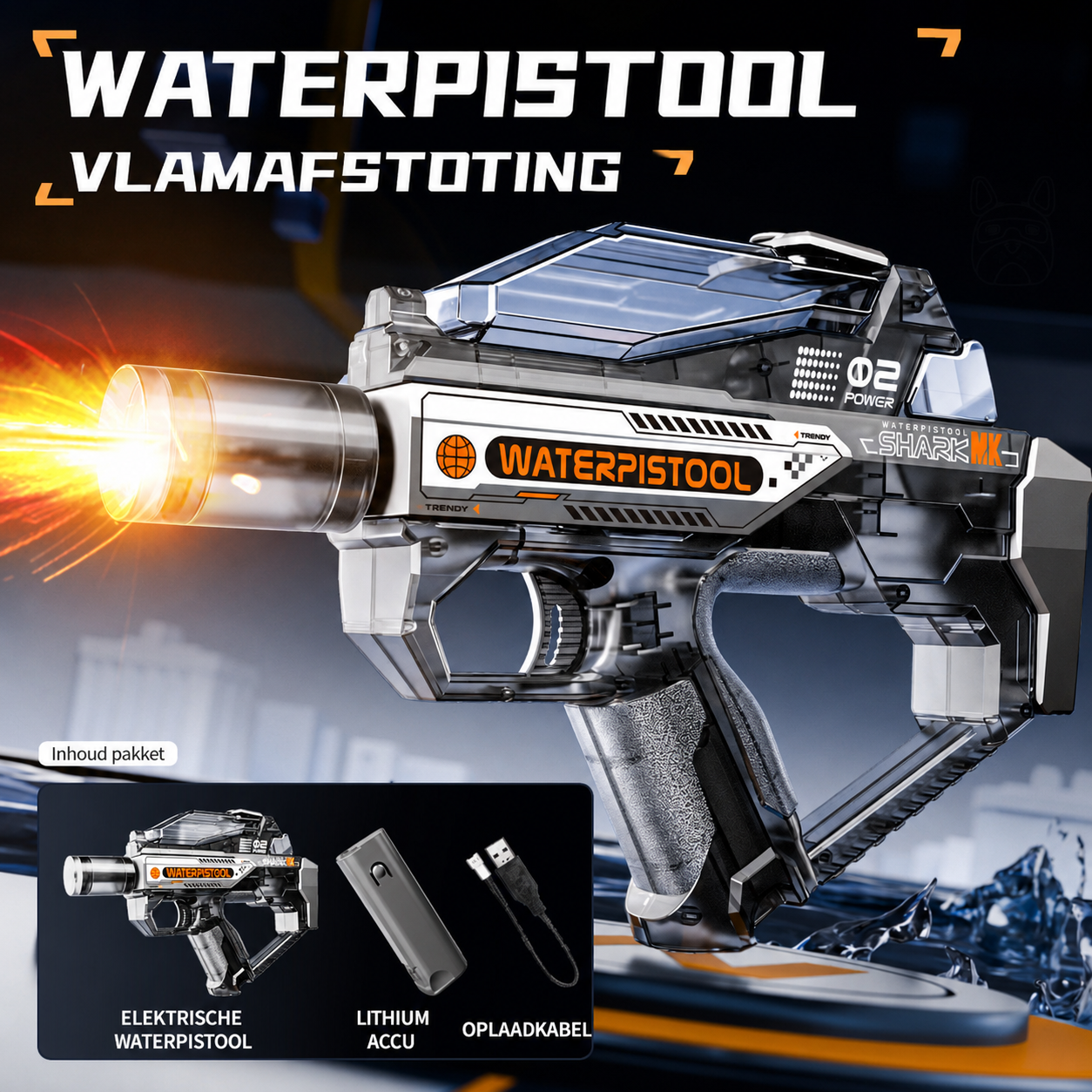Elektrisch waterpistool met LED- en misteffecten